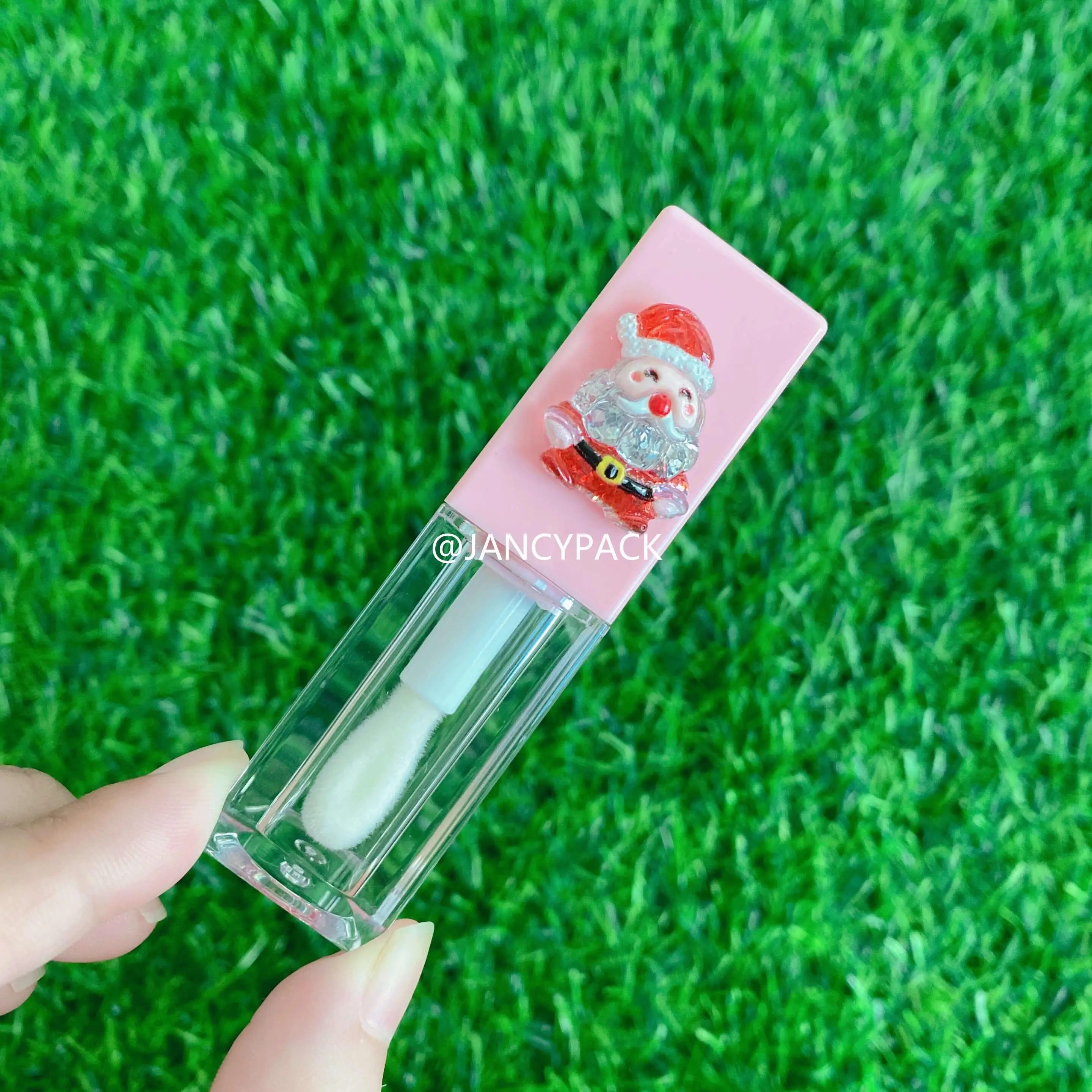 Novo 6ml presente de natal vazio rosa quadrado tubos de brilho labial viagem recipiente plumper para feriados