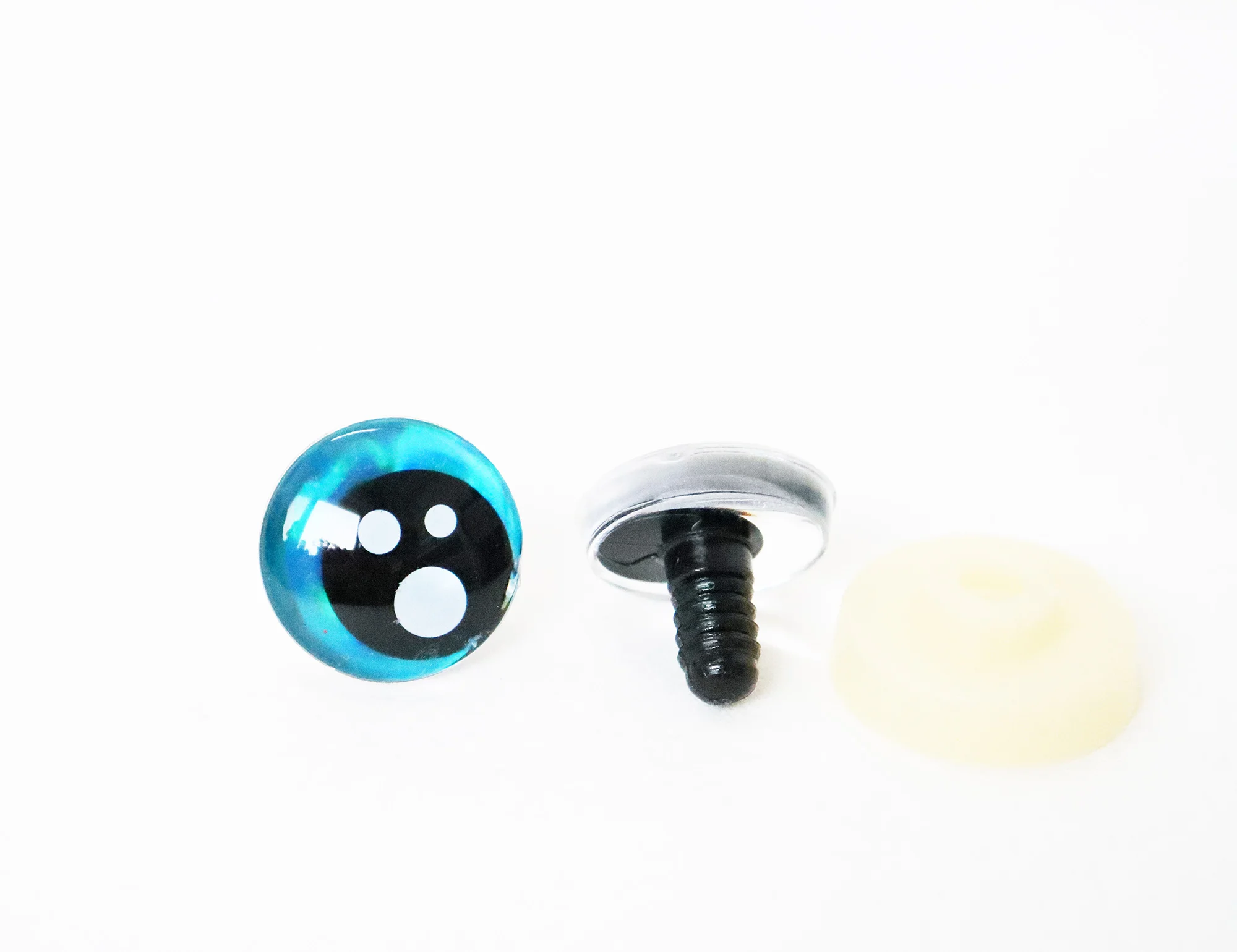 20 Stück Niedliche 25mm Klare Bedruckte Asymmetrische 3D Komische Runde Glitzer-Spielzeugaugen mit Harten Unterlegscheiben für DIY Plüschpuppen-Augen - D12 – Detail 5