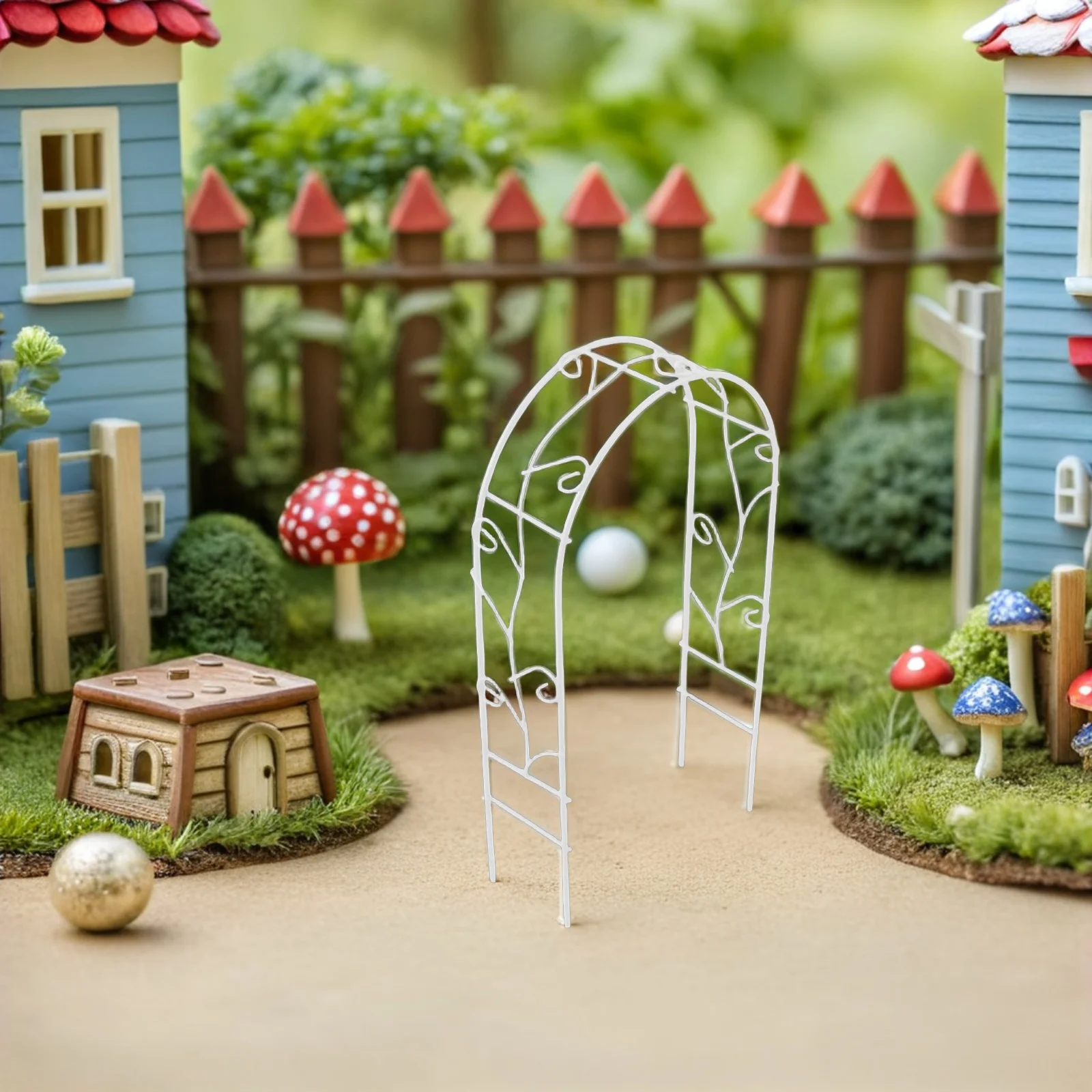 4 قطعة إطار قوس حديدي صغير أبيض مصغر حديقة خرافية الممر في الهواء الطلق المشهد الصغير ملحق ديكور مشهد الزفاف
