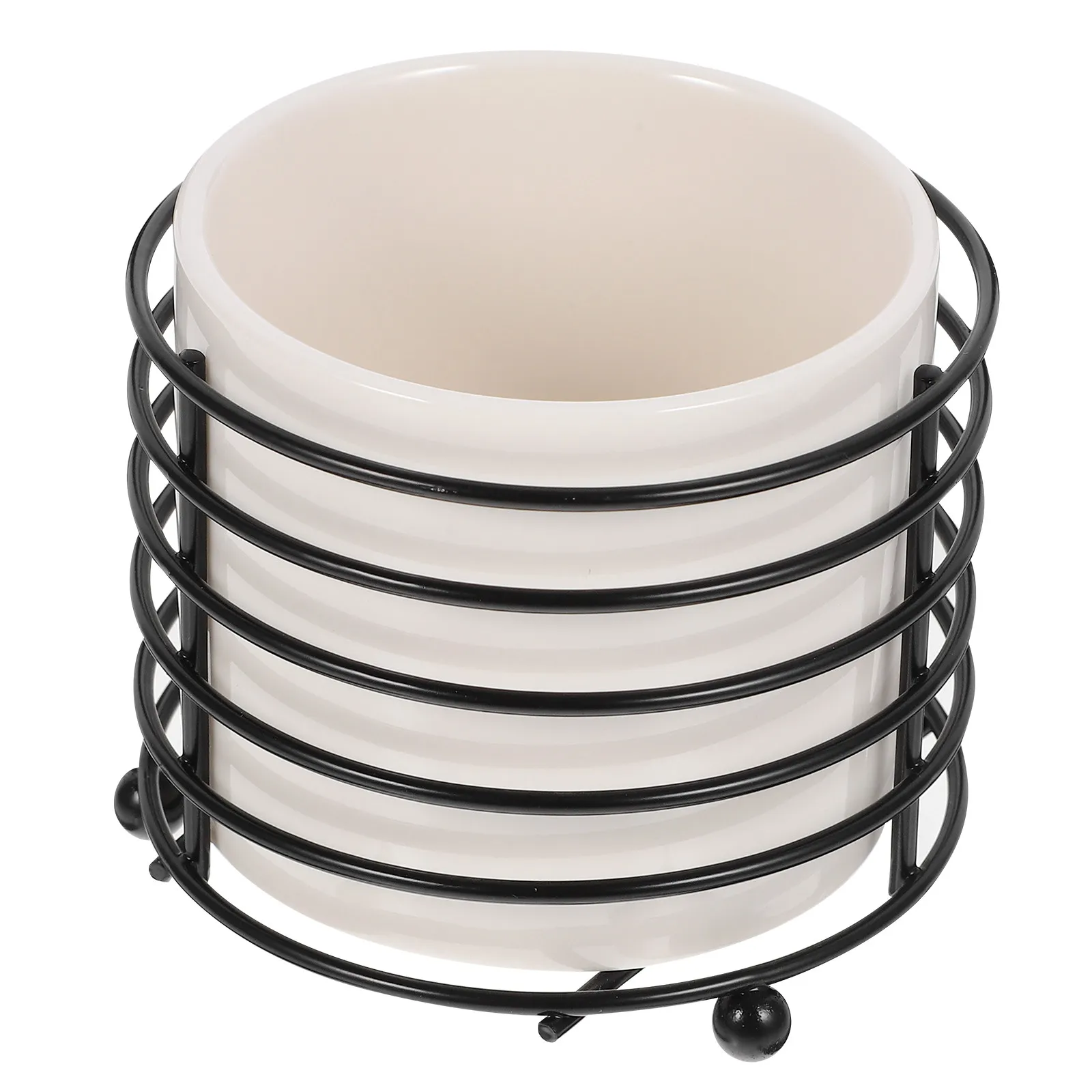 Ceramic Pen Holder Makeup Brush Storage Organizer Metal Stand Desktop Pencil Organizer Multi-Functional Container