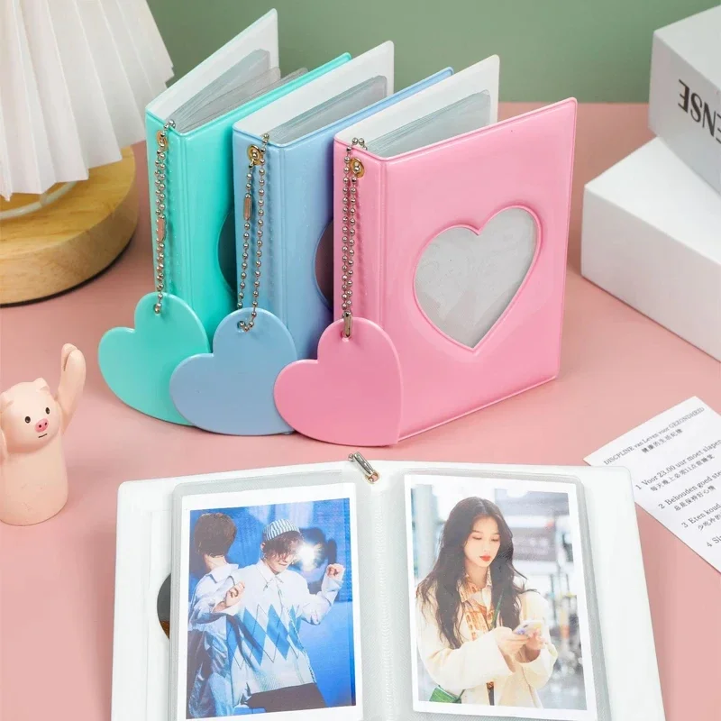 1 قطعة 3 بوصة حامل بطاقة الصور القلب الحب ألبوم صور جوفاء 32 جيوب بطاقة الموثق المعبود الصغير صور حقيبة للتخزين #2