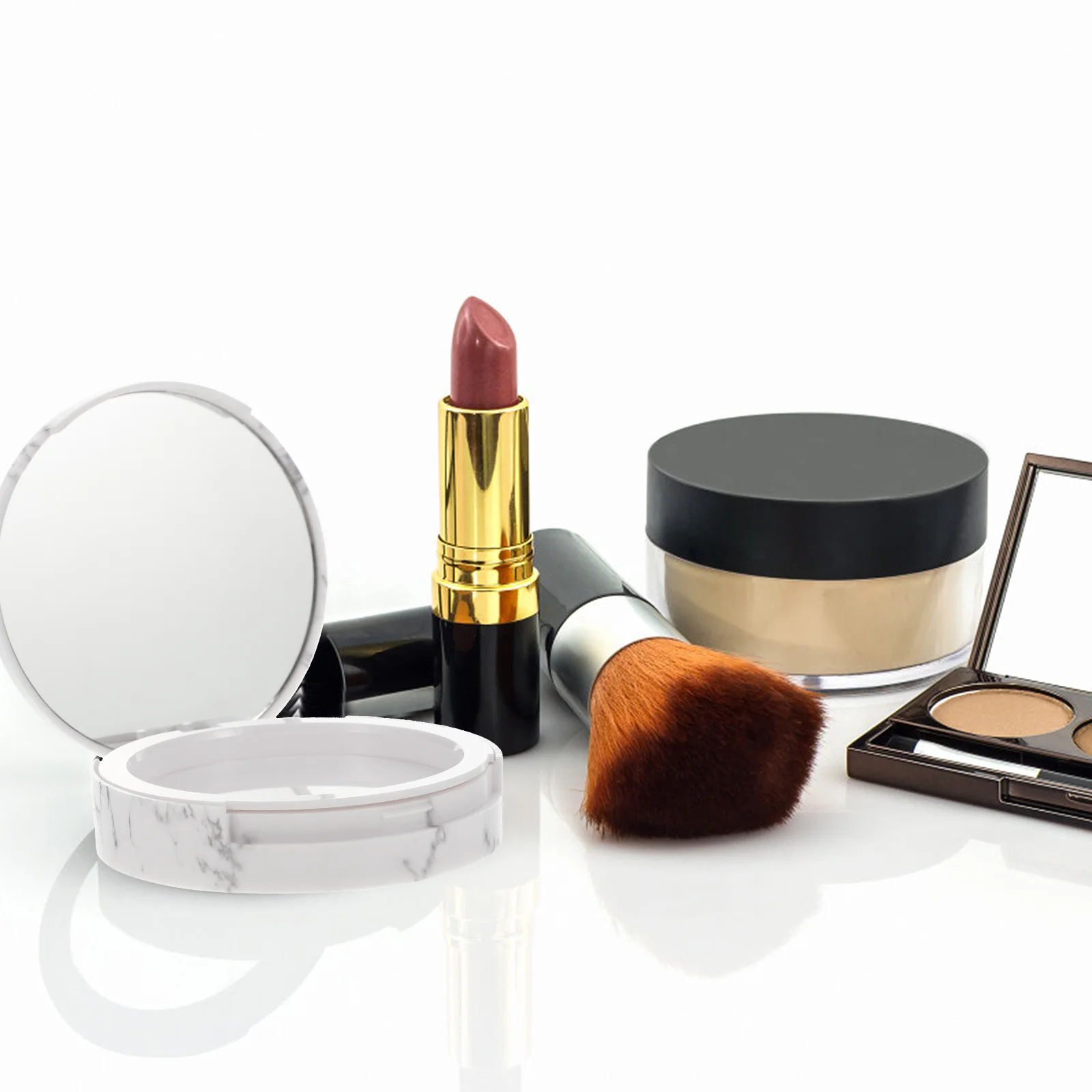 

2Pcs Marble Pattern Pressed Powder Cases Compact Acrylic Powder Containers Leak Proof Travel Makeup Blush Foundation