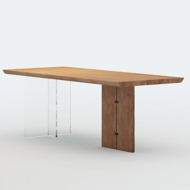 Nordic log tea table and chairs, combination island dining table, ash wood tea table office solid wood large board table