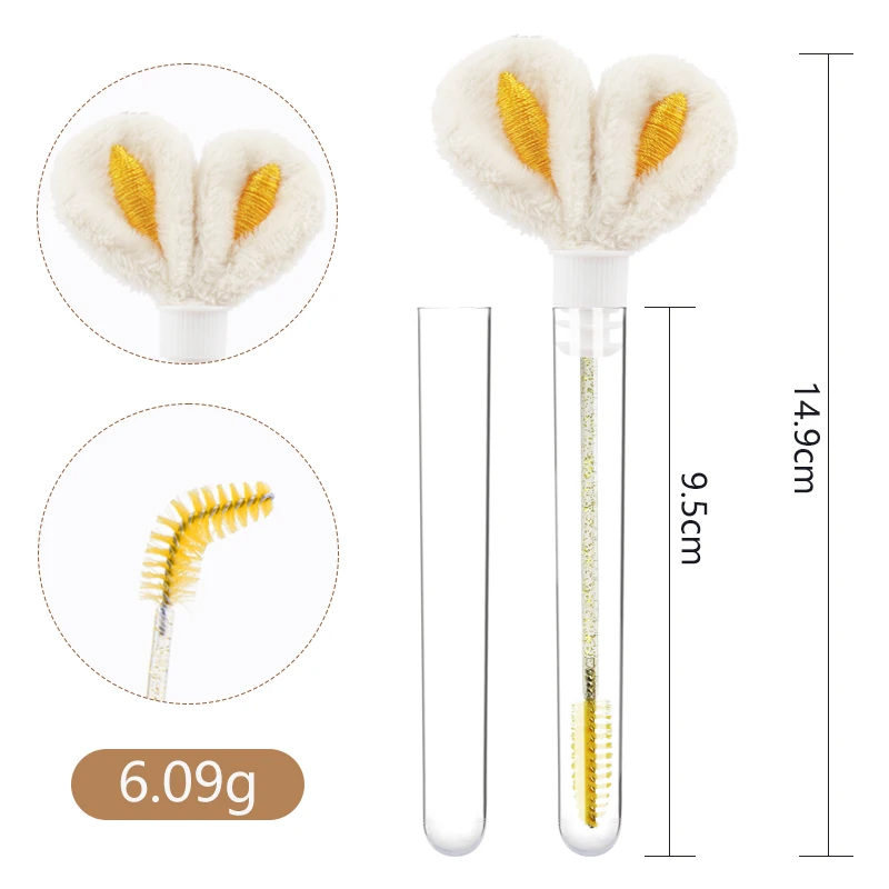 10 pièces Tube brosse à cils Extension de cils pinceaux de maquillage peigne à sourcils oreilles de lapin concepteur faux cils microbrosse outil de beauté