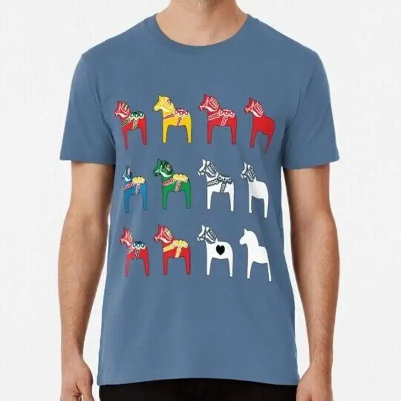 Dala Horses Dalarna Sweden Horse Dalecarlian Swedish Colorful S 5XL USA T Shirt