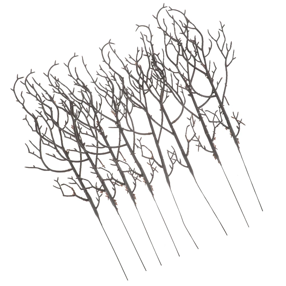 8 Pcs Plant Halloween Simulation 6-forked Black Branch Scene Decoration Artificial Branches DIY Tree Twigs Plastic Dry