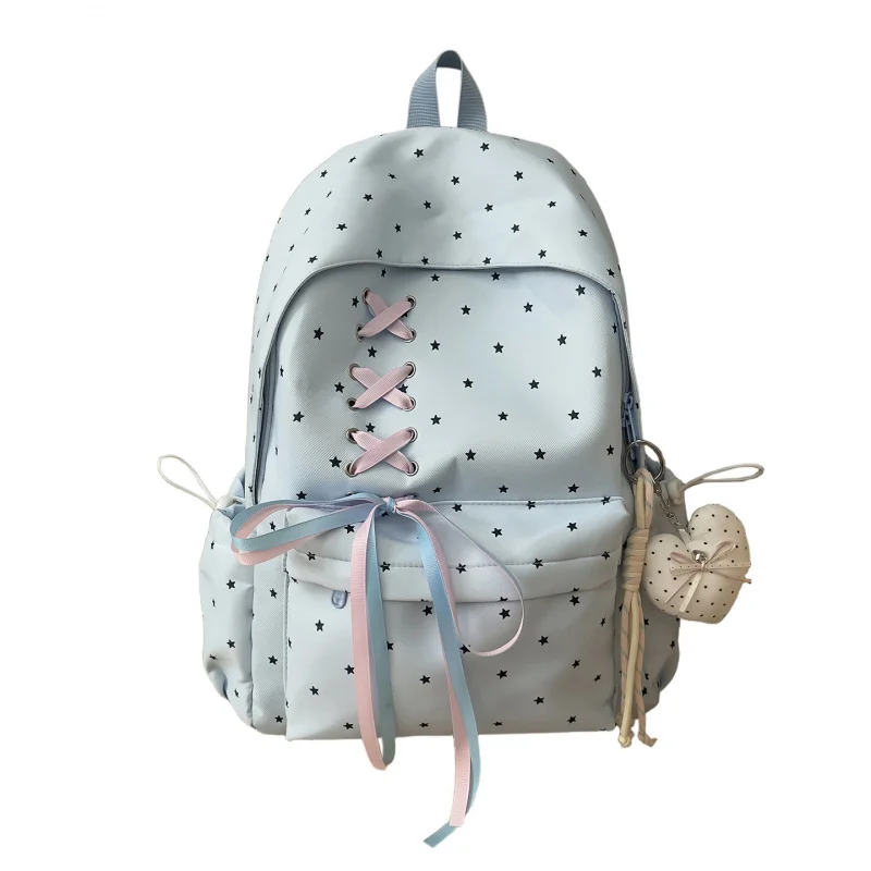 

New style junior high school girls' backpack with a youthful vibe, polka dots, large capacity, versatile and stylish for female