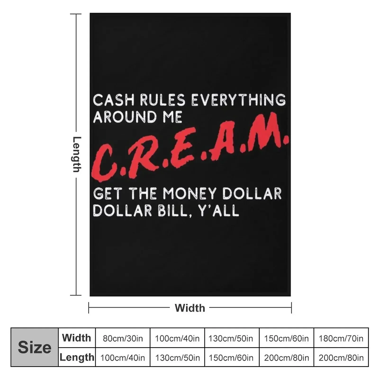 CREAM cash rules everything around me Throw Blanket Thermal Designers Thin blankets ands Quilt Sleeping Bag Blankets