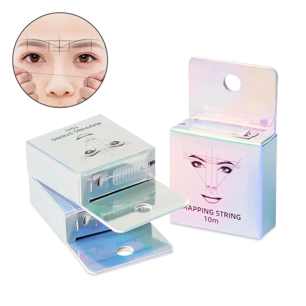 10m Microblading Mapping Pre-Ink String Black /White For Eyebrow Makeup Dyeing Line Semi Permanent Positioning Tool Colorful Box