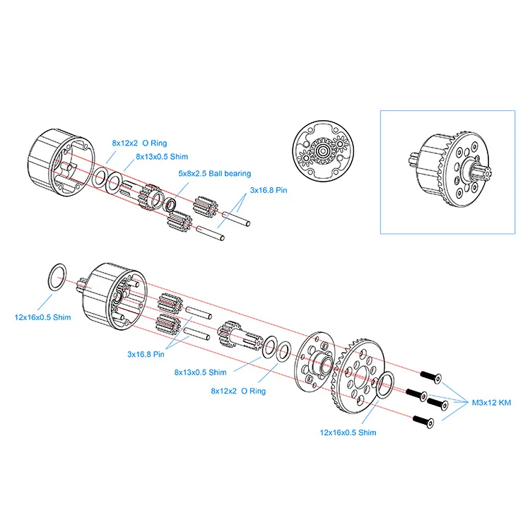 Placa de cubierta inferior diferencial de acero HR para Arrma 1/10 Karton Granite Outcast