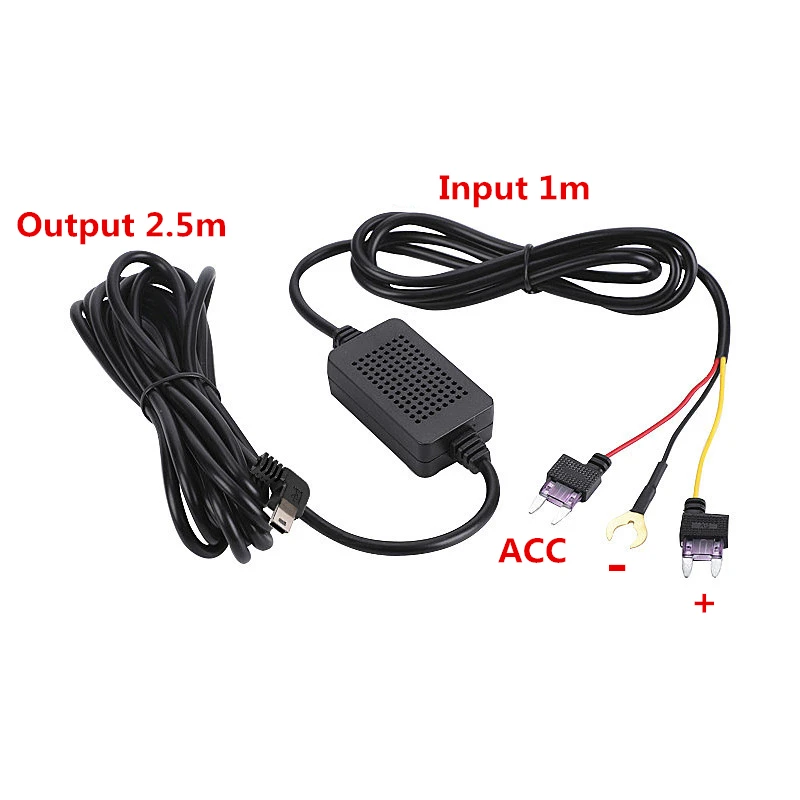 12V/24V 3A Dash Cam Cable Mini Micro USB Car Charger 24h Parking Buck Line DVR Step-down Three-core Lines Charging Cables