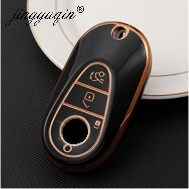 

jingyuqin 100X Soft TPU Car Key Case Cover For Mercedes Benz C S Class W223 W206 S350L S400L S450L S500L Protector Message Color