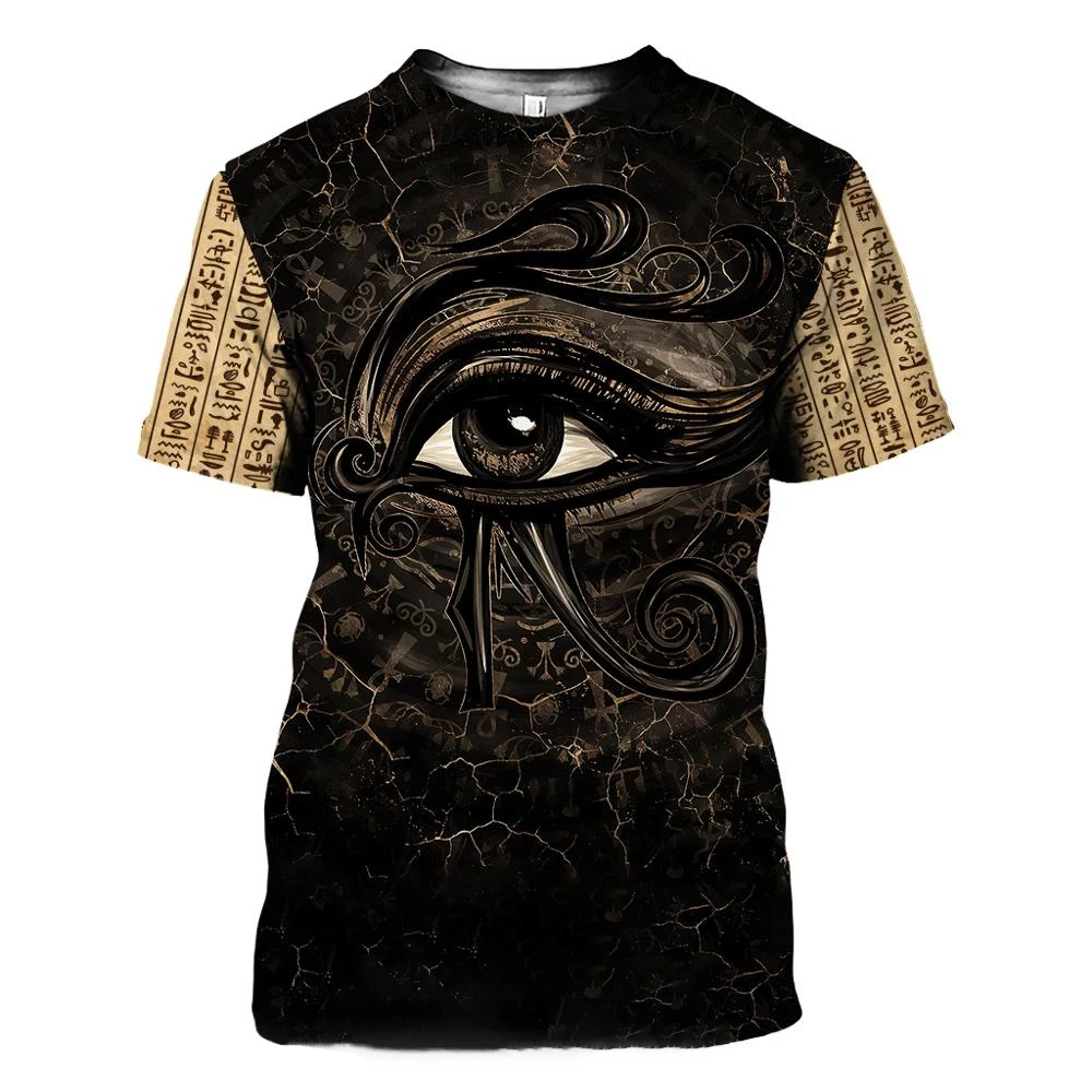 3D Egyptian Pharaoh Printed T-shirt Summer Casual Retro T-shirts Eye of Horus Printed Men\'s Fashion Oversized Short Sleeve Tops