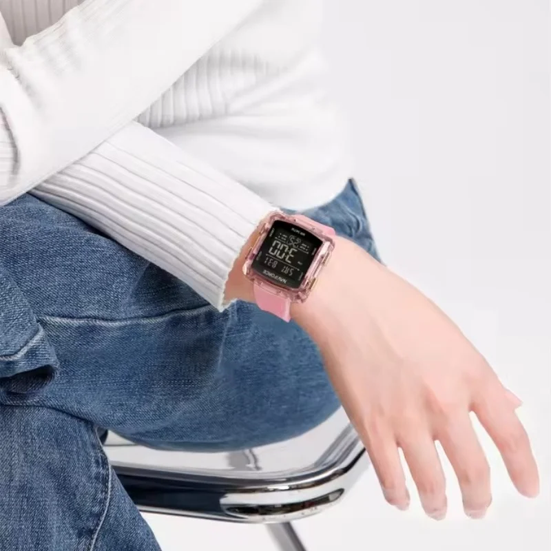 NAVIFORCE 7121, модные и женские цифровые электронные часы цвета дофамина, простые и атмосферные спортивные часы на открытом воздухе