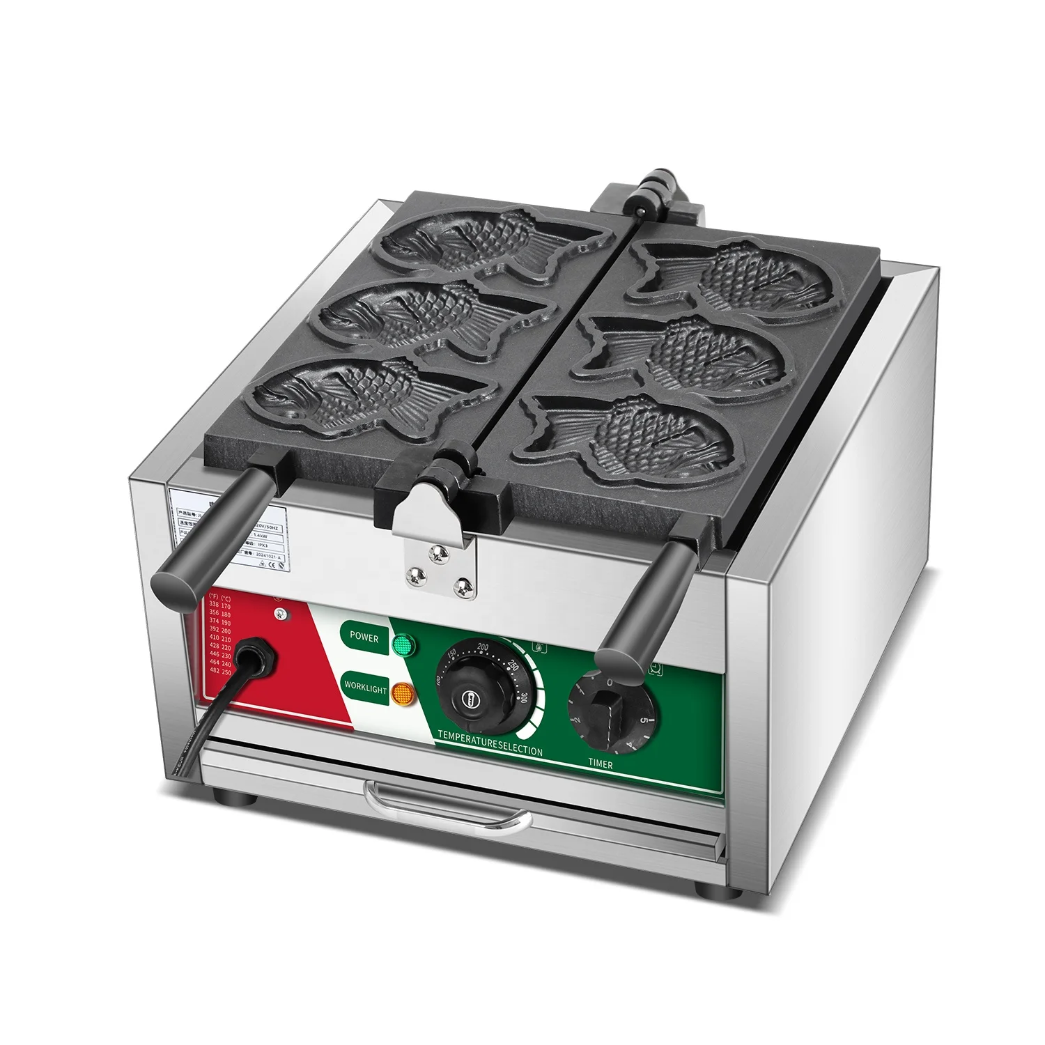 

Factory Commercial Ice Cream Taiyaki Machine Fish Shape Electric Waffle Maker for Snack