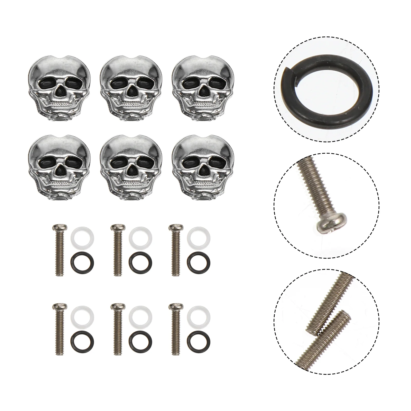 

6 Pcs Skull Tuning Pegs Guitar Tuner Handle Guitars Machine Head Silver Plastic Durable