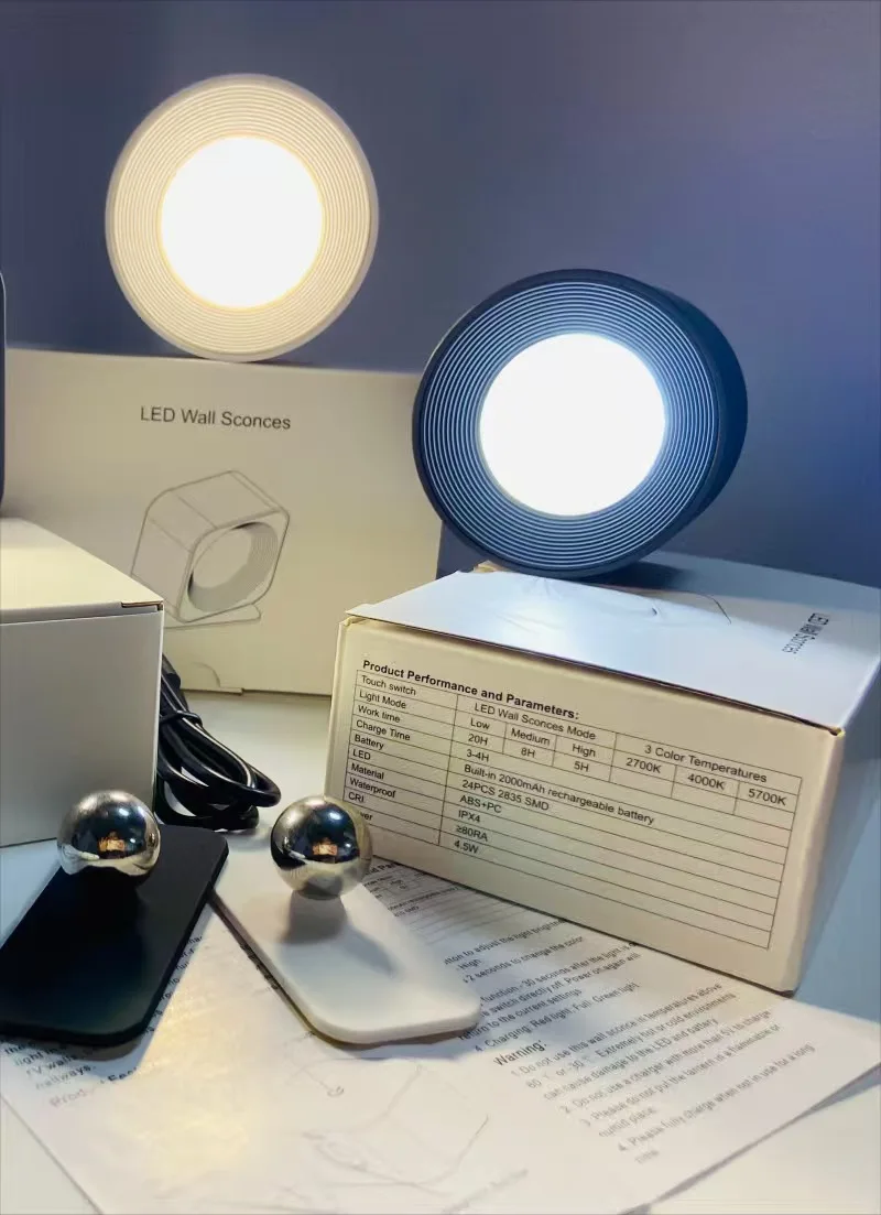 USB charging wall light LED bedside reading book lamp charging portable touch adjustment night light magnetic cabinet lamp