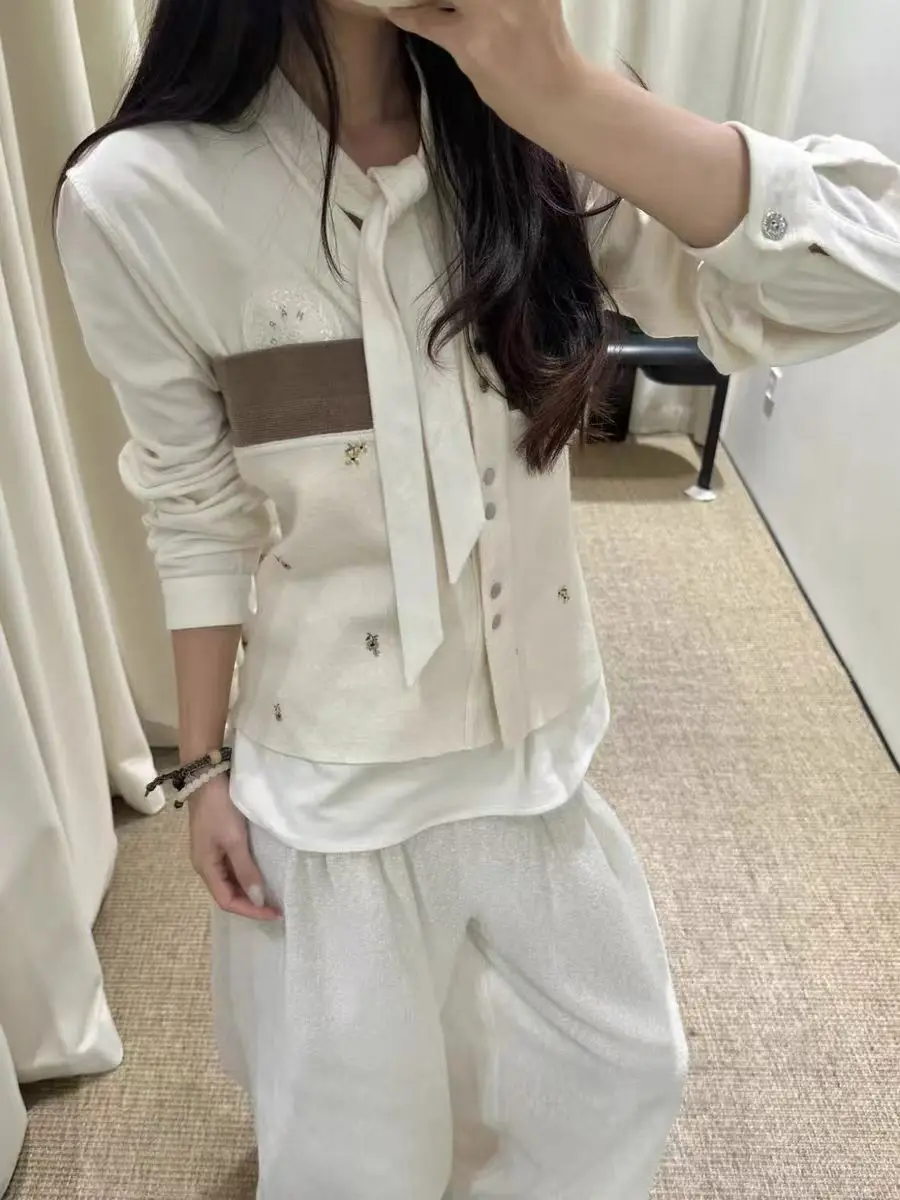 

Блузка Marta Series Thiened Long Sve из вельвета, укороченная, с поясом, в стиле пэчворк, универсальная, для женщин, осень-зима