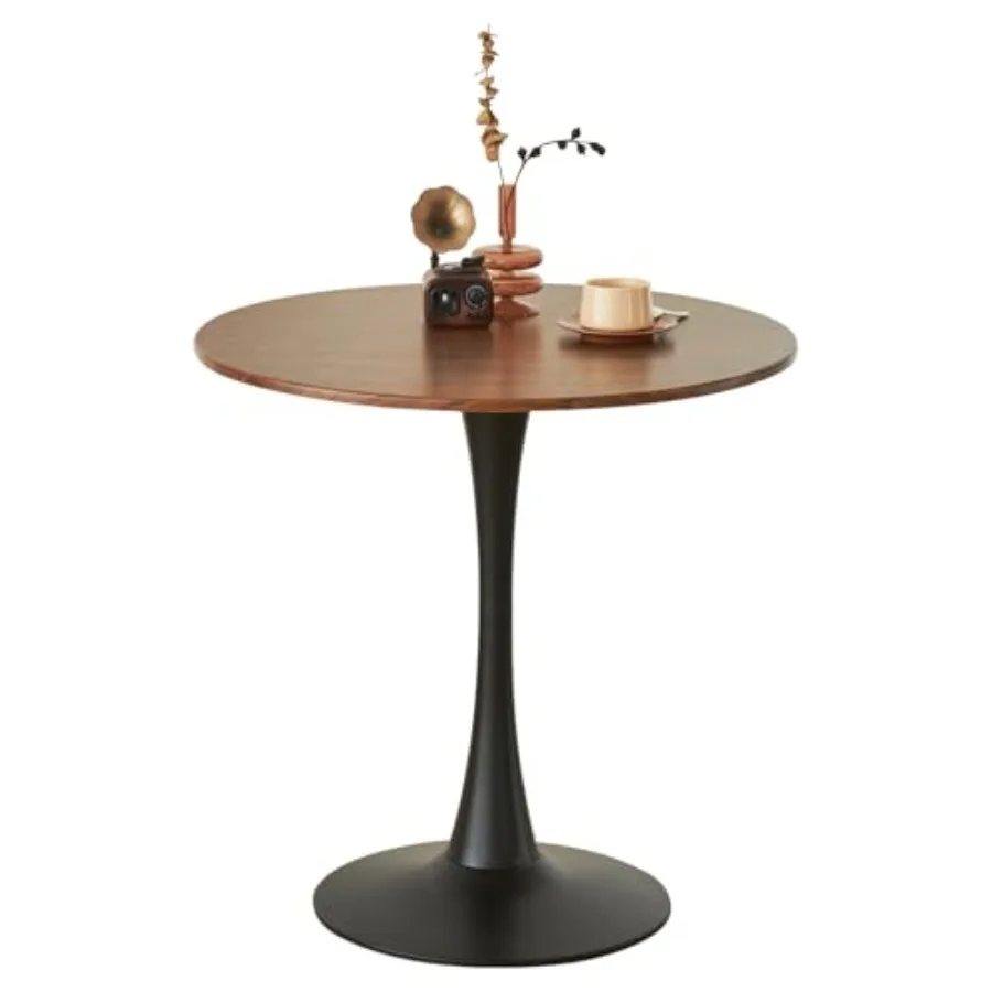 

Круглый обеденный стол Tulip на 2 персоны в стиле Mid-Century Modern с прочной металлической подставкой для кухни, бистро, кафе, зоны отдыха, имитация орехового дерева