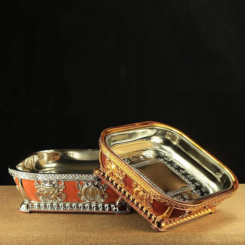 

31/36cm Buddhist Supplies Stainless Steel Chinese Tibetan Eight Auspicious Symbol Fruit Plate/ Bowl Decorations