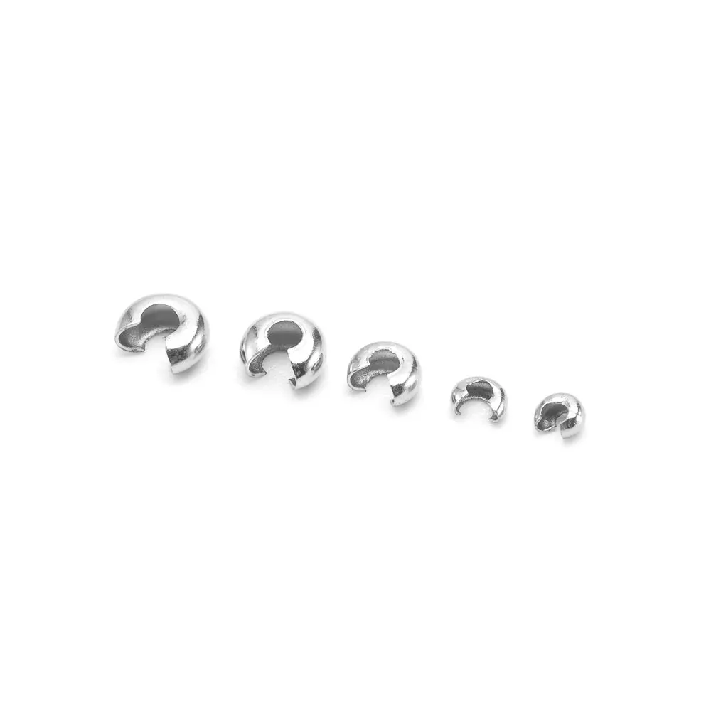 20Pcs Stainless Steel Half Open Crimp End Beads Cover Stopper End Squeeze Spacer Cap For Jewelry Making Accessories Supplies