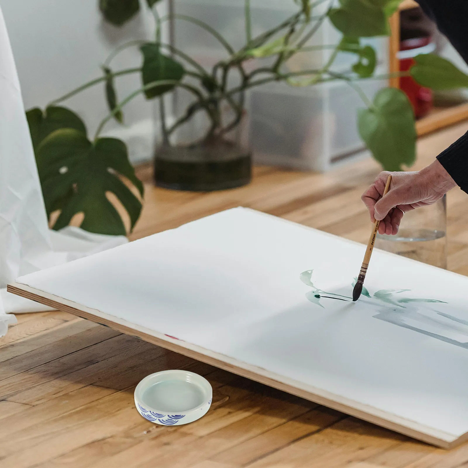 

Five Layer Ceramic Palette Lid Included Essential Paint Tray Artist Ink Mixing Pallet Watercolor Pigment Tray Pottery Pallet