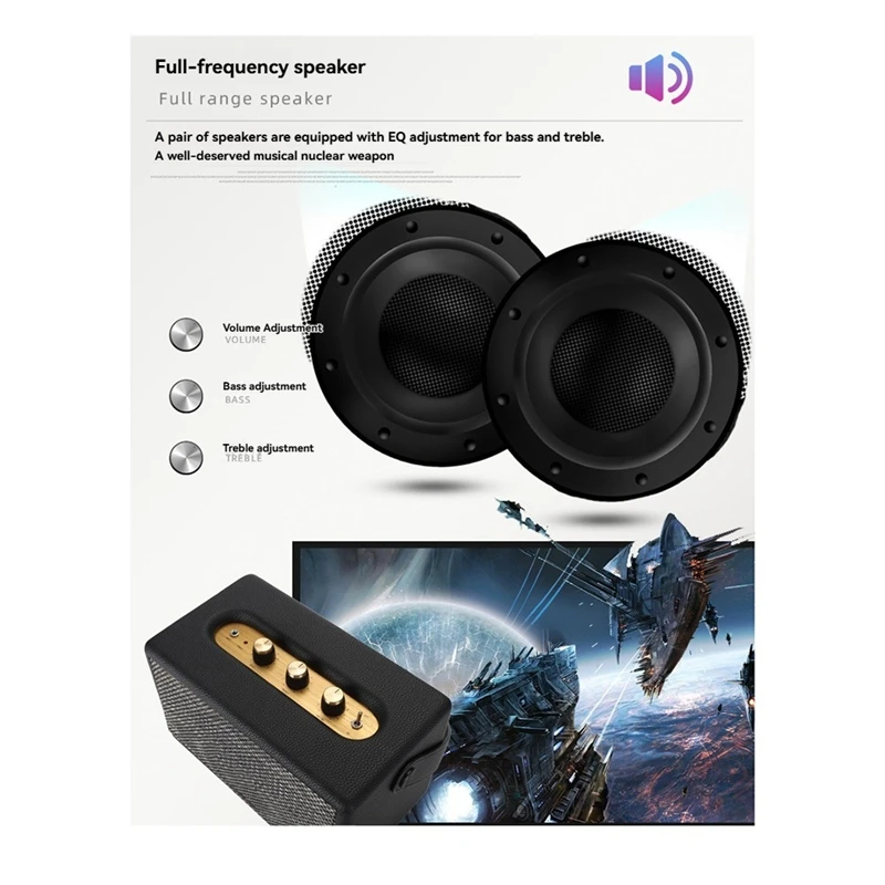 ABSQ-Professionelle tragbare drahtlose Vintage Bluetooth-Lautsprecher USB-Kartenleser Holz PU Outdoor Home Music Player