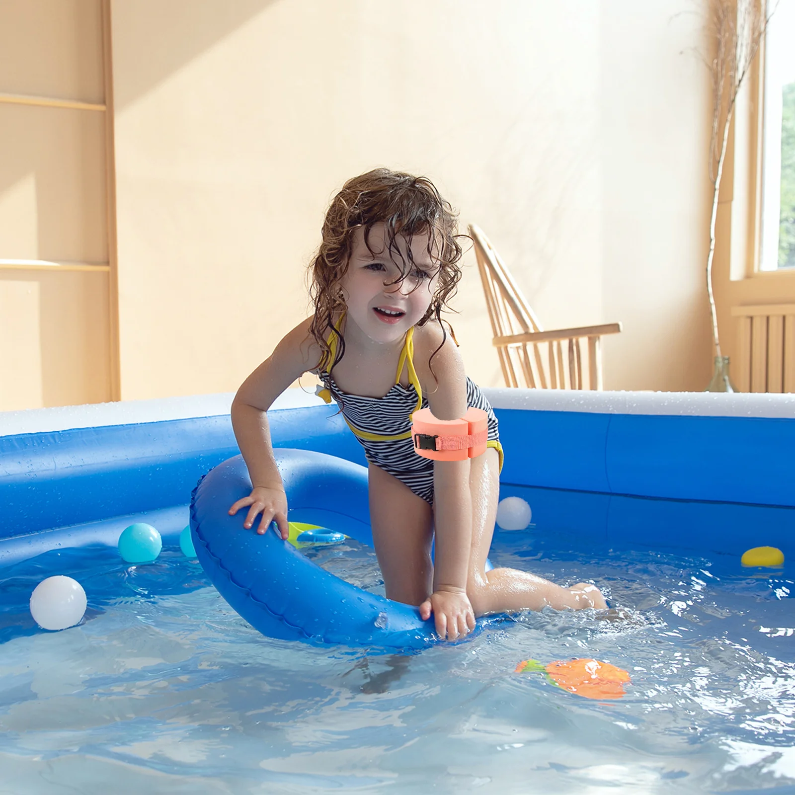 

1Pair Kids Swimming Rings with Air Float Design Soft Foam Armbands for Safe Water Play Beginner Swim Training Equipment