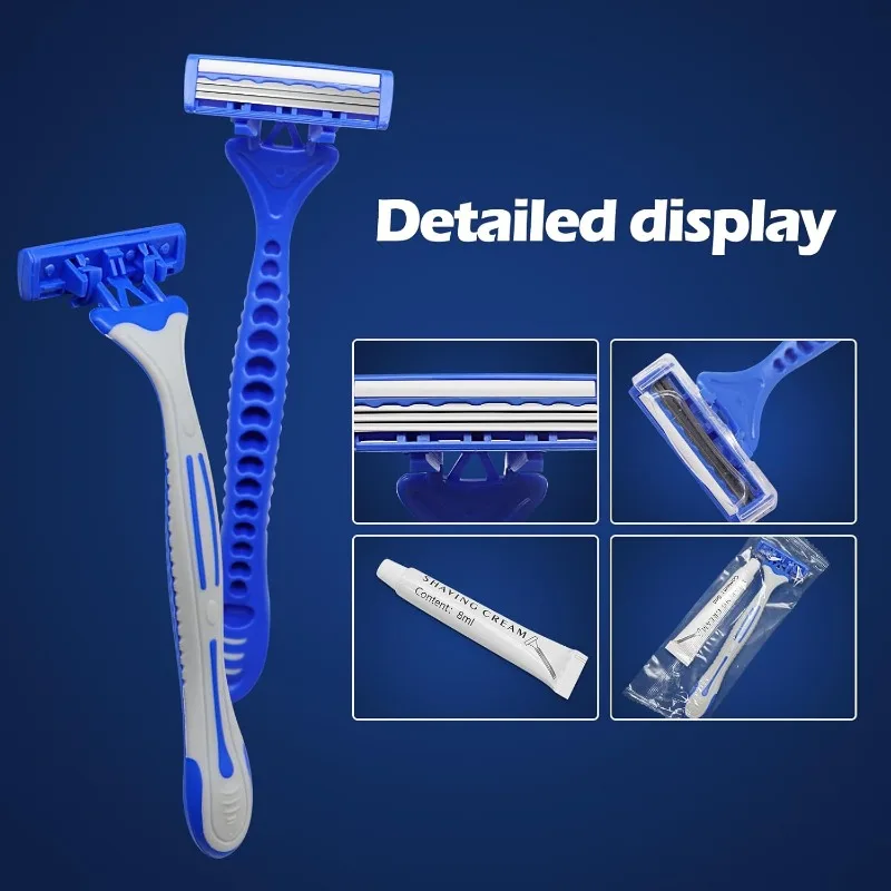 (500 Pack) Kheoxusa 3 Blade Disposable Razor,Three Blade Disposable Razors,Triple Blade Disposable Razors