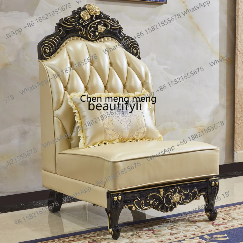 z183 European leather corner sofa, first layer cowhide solid wood carving flower living room luxury combination furniture