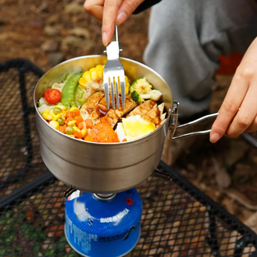 

Lightweight Foldable Camping Pot Durable Non-Stick Outdoor Cookware For Hiking Backpacking Picnic With Anti-Slip Handle Portable