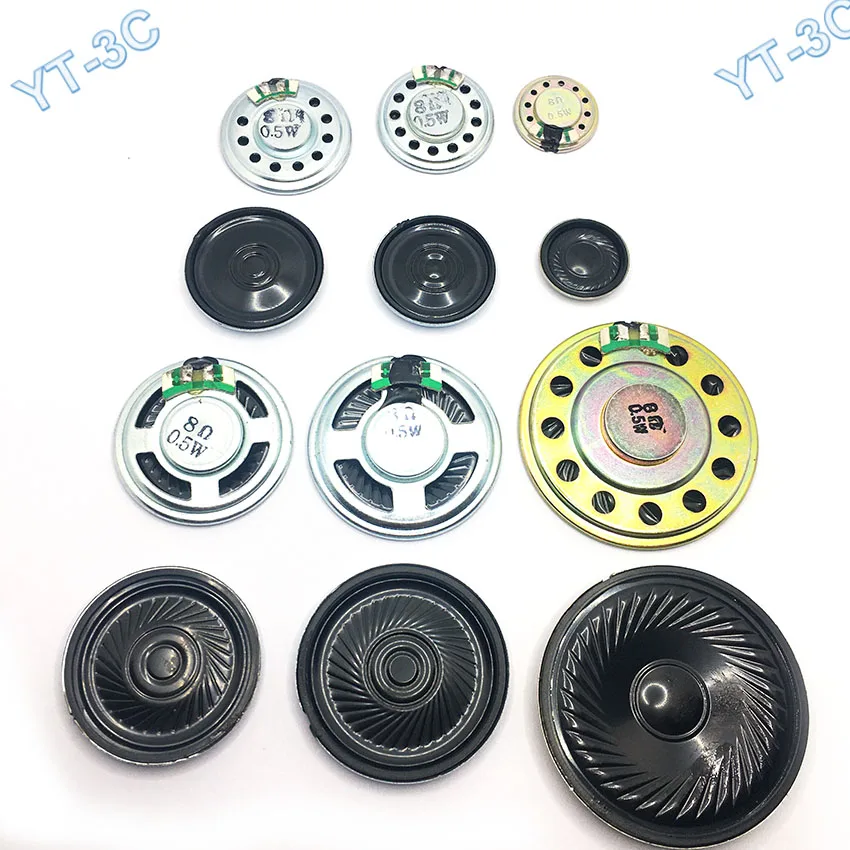 2PCS New 8 Ohm 0.5W Mini Horn Speaker 20/27/36/40/50MM Ultra-thin Small Speaker Buzzer Iron Shell For Doorbell Intercom Toy