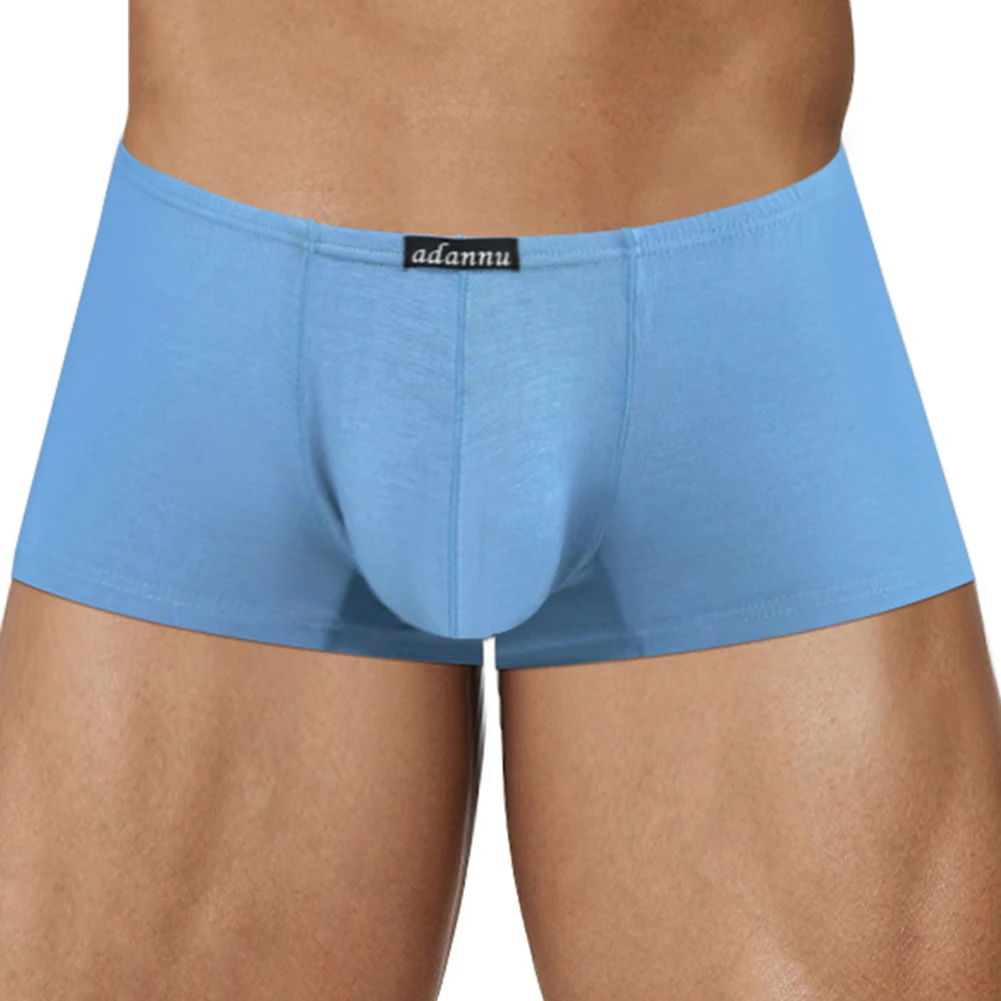 1pc Sexy Men\'s Underwear Soft U-convex Pouch Boxers Shorts Low Waist Panties Solid Color Male Underpants