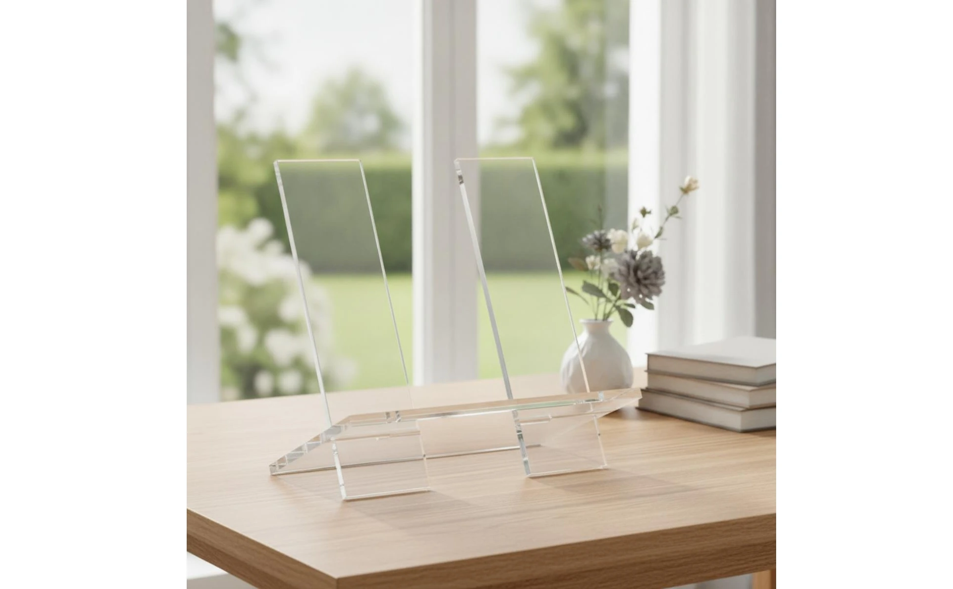 Book Stand with Upright Panels Transparent Acrylic Book Stand Display Riser Clear Minimalist for Collectors, Living Room