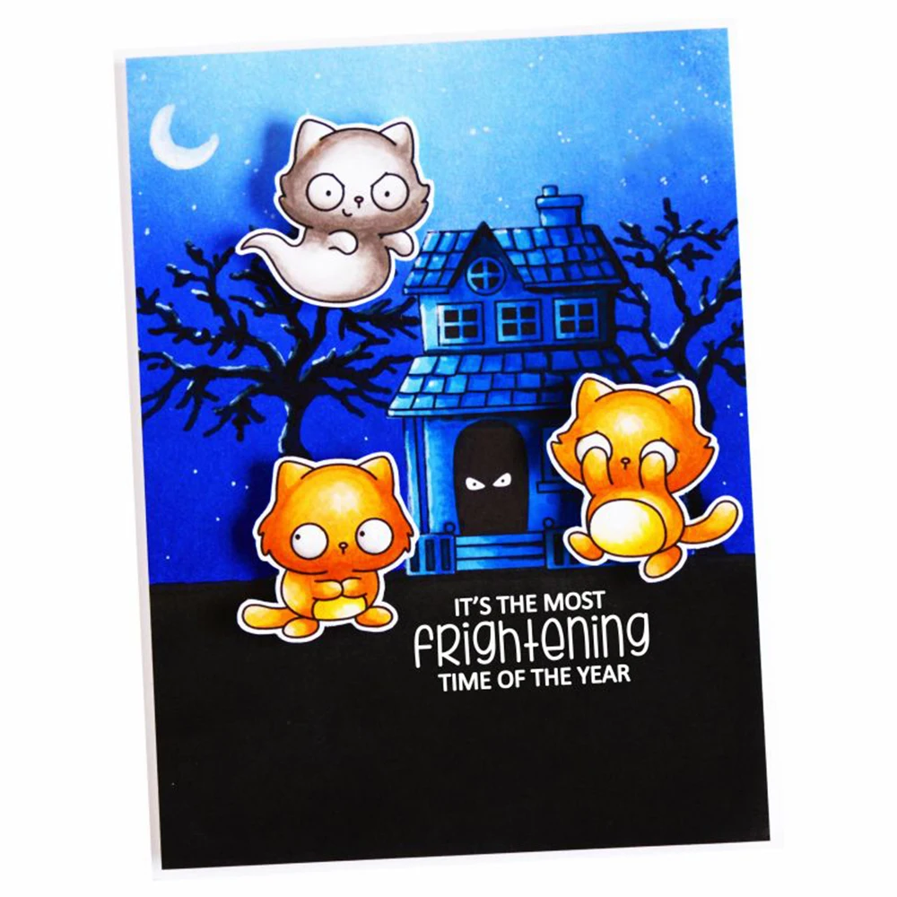 Scaredy Cat Stamp and Cutting Dies Treats Please Clear Stamps For DIY Scrapbooking Decoration Paper Craft Album Card Making