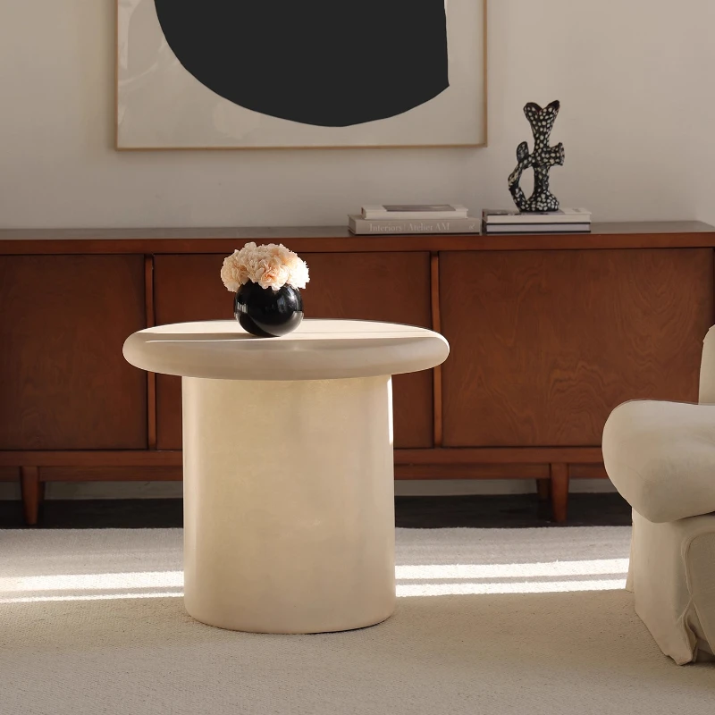 Light luxury art design slightly transparent round coffee table coffee casual corner