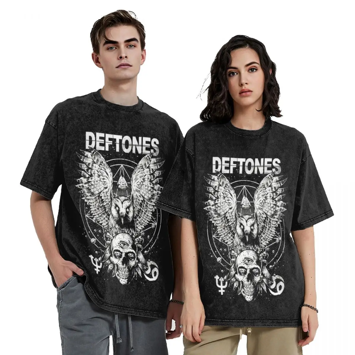 Harajuku Deftones Rock Band Apparel T Shirts Washed Style Men Women T-Shirts Fashion Top Tee Shirt Streetwear