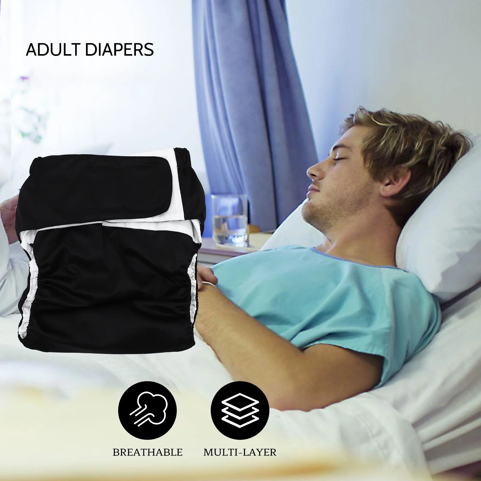 1Pcs Adjustable Waterproof Adults Elderly Cloth Diaper Absorbent Soft Breathable Reusable Washable Incontinence