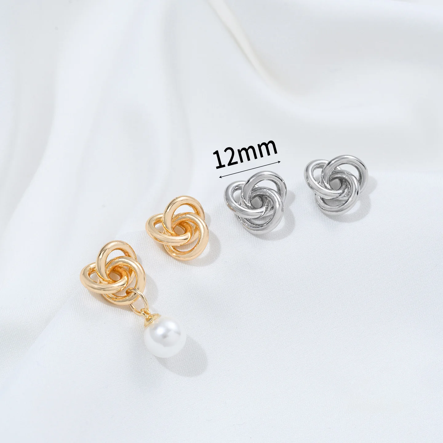 14K Gold Plated Brass Twisted Knot Post Earring Stud with loop,Hollow Earrings Connector for DIY Earrings Jewelry Accessories