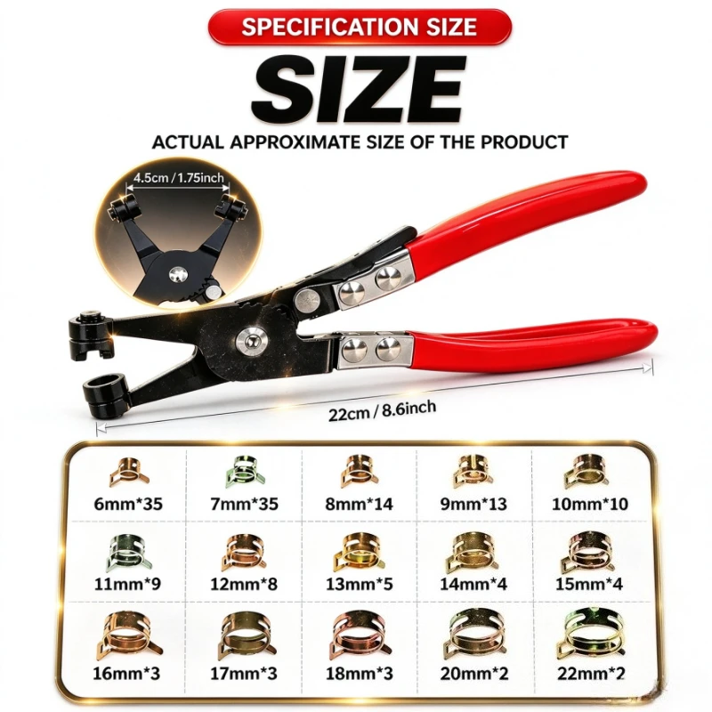 150pcs 6mm-22mm Fuel Line Spring Hose Clamps Spring Steel Clips For Silicone Vacuum Hose Water Pipe Air Tube with Pliers