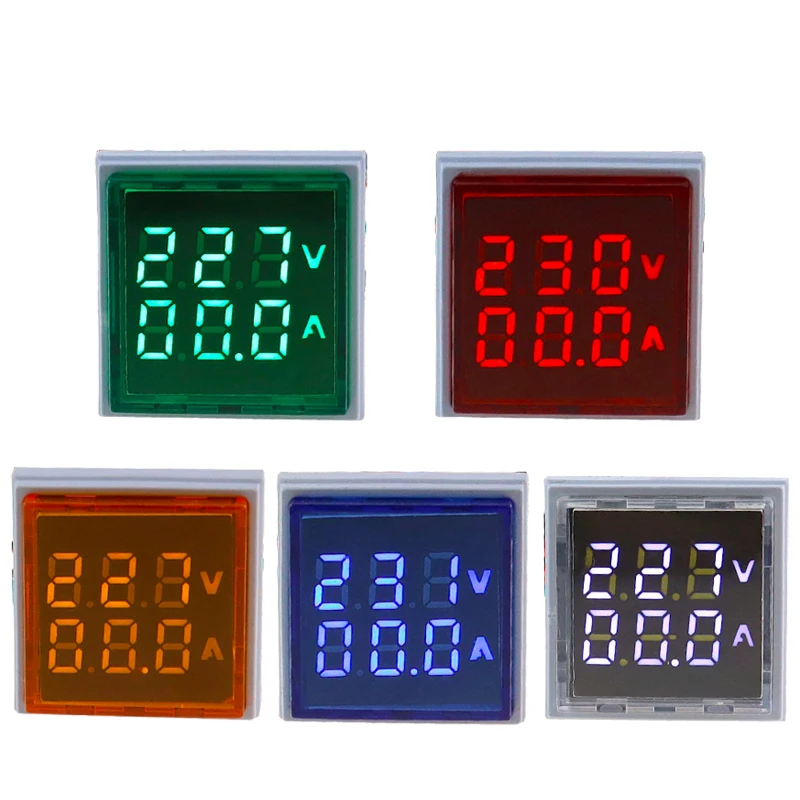 AC 60-500V 1-100A LED Digital Voltmeter Ammeter Hertz HZ Signal Lights 220V Voltage Current Meter Volt Amp Tester Detector