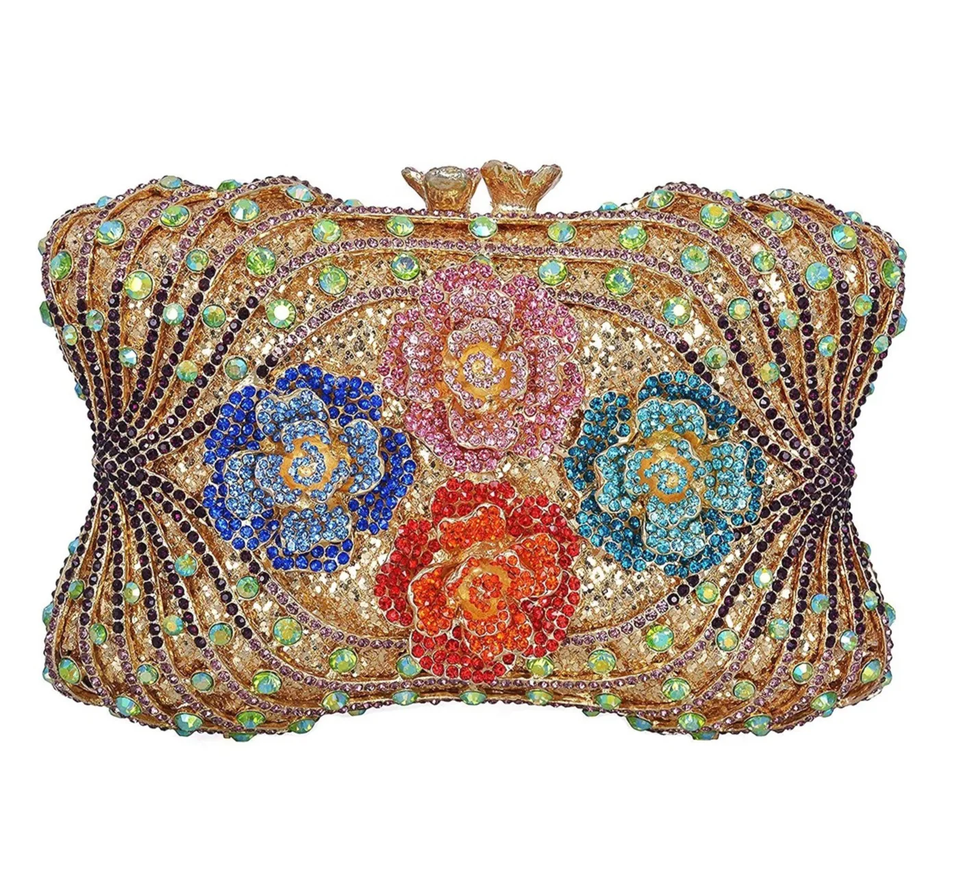 

Ladies Rose Flower Rhinestones Wedding Handbags Designer Women Brand Luxury Day Clutches Party Evening Bags Bridal Crystal Bag