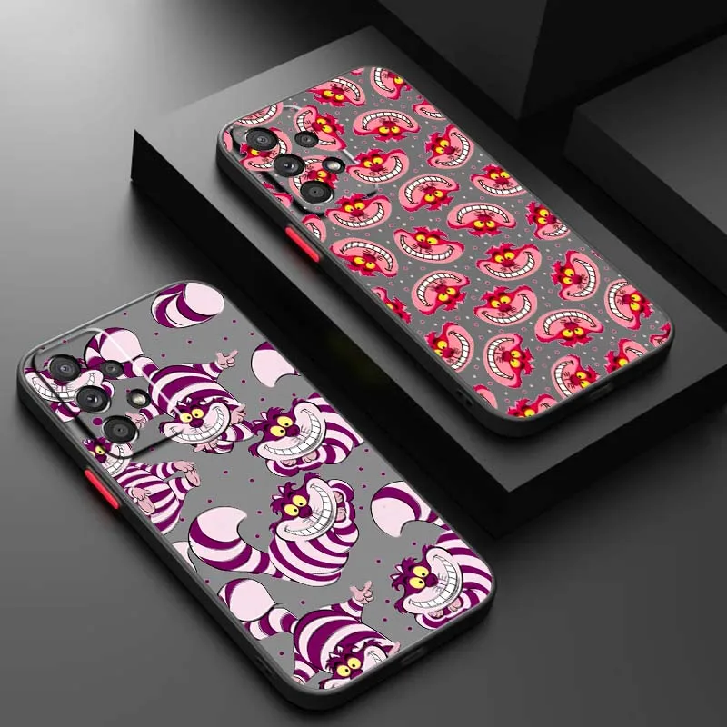 

Disney Cheshire Cat Anime For Samsung A73 A72 A71 A55 A54 A53 A52 A51 A35 A25 A15 A14 5G Frosted Translucent Phone Case