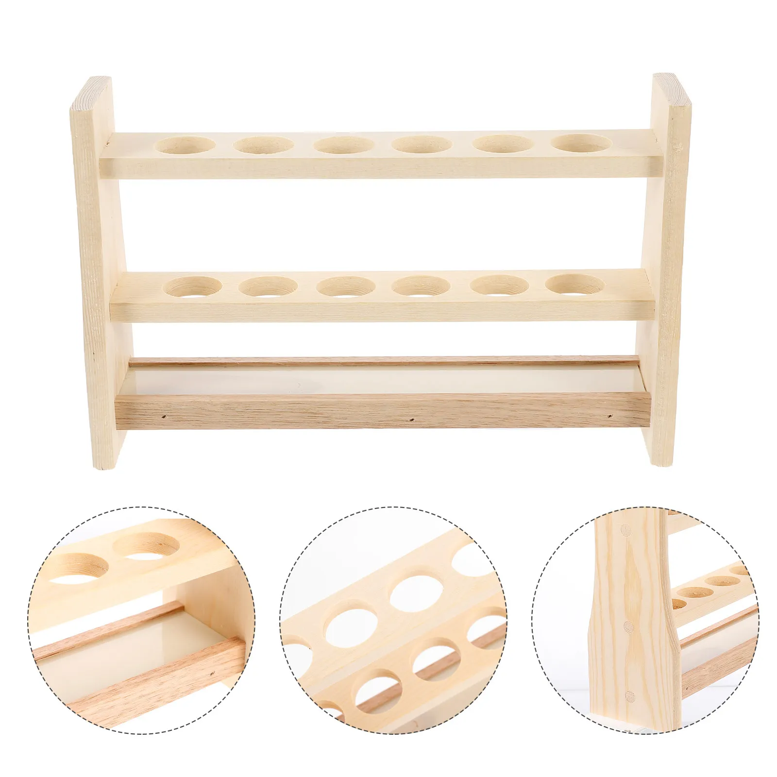 Wooden Test Tube Rack – Natural Hardwood Lab Holder for Science Classroom & Home Experiments, Stable & Compact