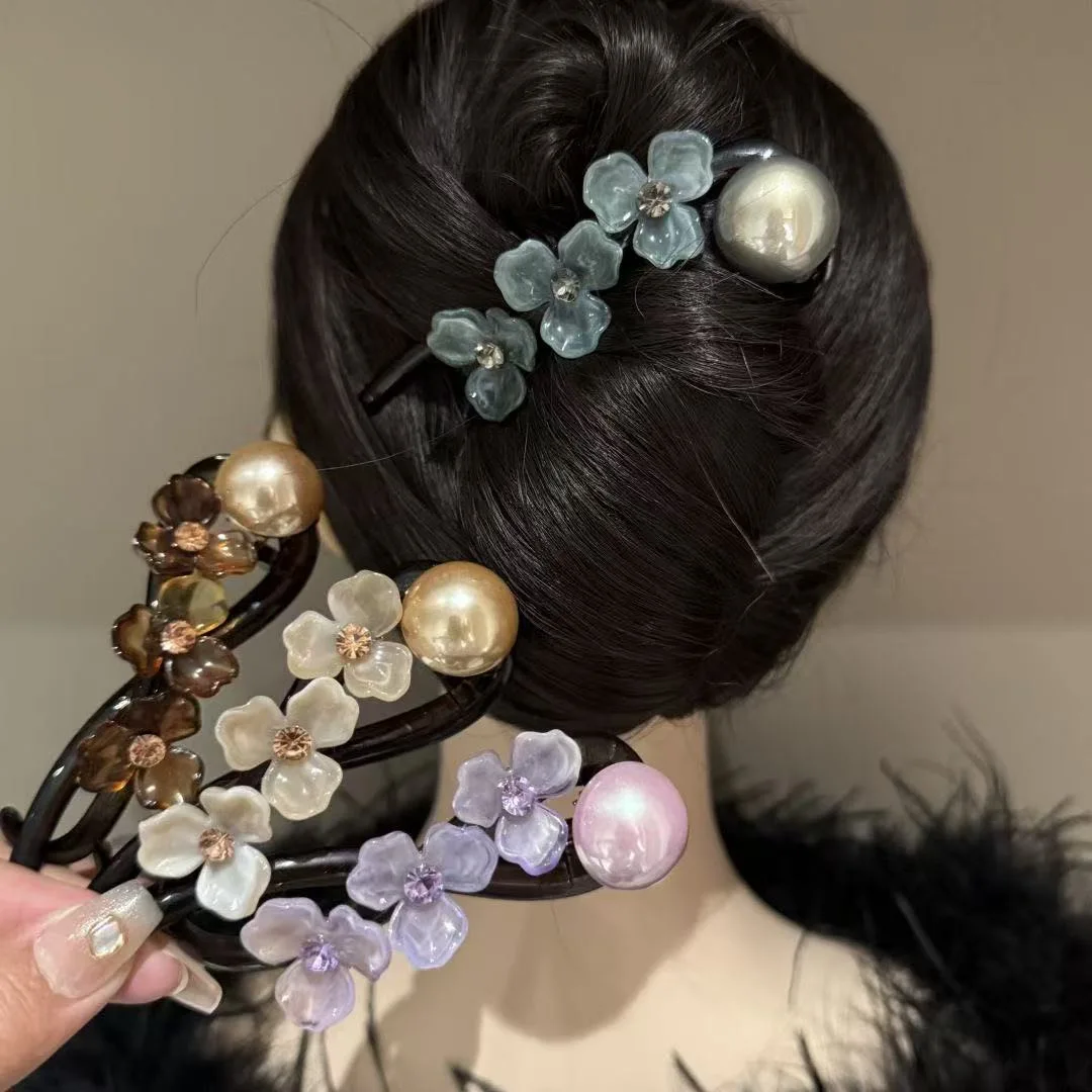 

Elegant Flower Hairpin for Women Girls Simple Solid Color Plastic One Word Twist Clip Hairpin Shark Clip Headwear Accessories
