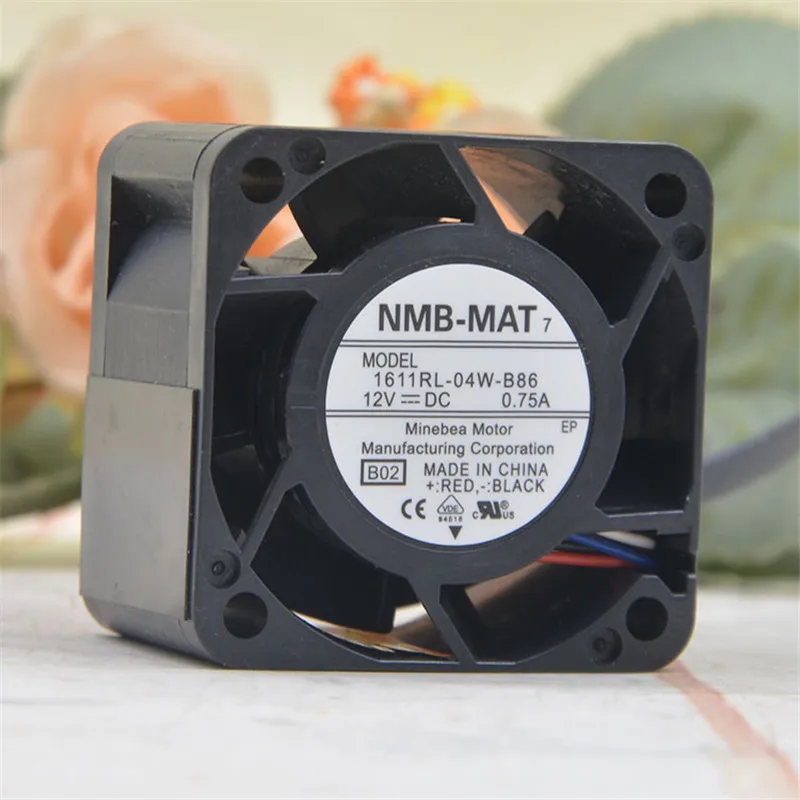 NMB-MAT مروحة تبريد الطاقة الكبيرة ، مروحة الخادم ، 4PIN ، 12 فولت ، 0.75A ، 1611RL-04W-B86 ، 4028 ، 40 مللي متر ، 4 سنتيمتر ، 40x40x28 مللي متر ، 1U ، 2U