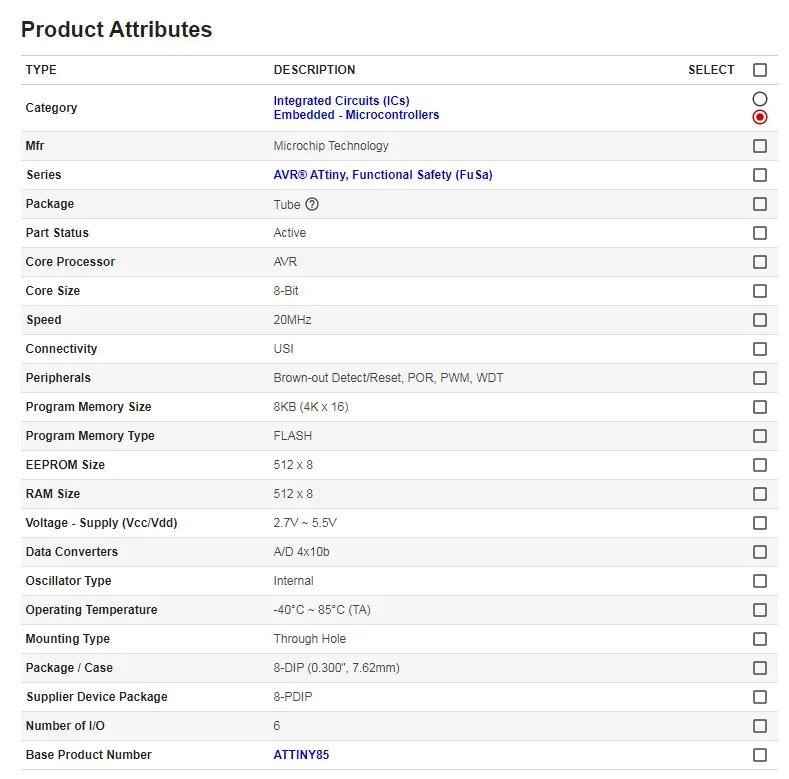 Original ATTINY85-20PU ATTINY85 20PU ATTINY85- 20 ATTINY85 DIP Diy Electronic 85 For Arduino IDE TINY85 8P 8 PIN 8PIN