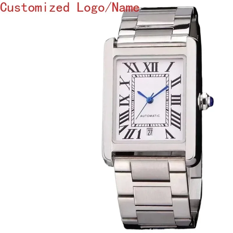 ساعة يد رياضية للرجال ميكانيكية أوتوماتيكية 904L من الفولاذ المقاوم للصدأ ساعات خلفية من الجلد الأسود 31*41 مللي متر مخصصة #1