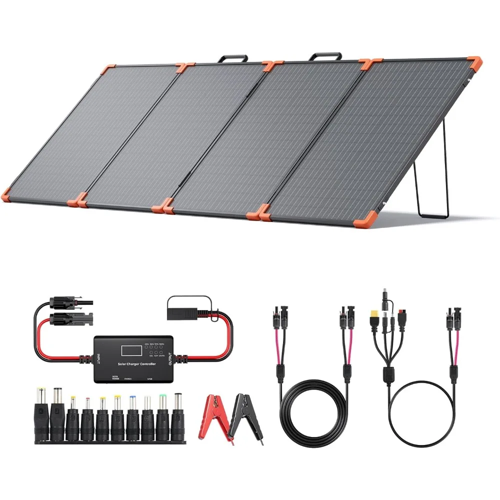 200 Watt Portable Solar Panel with 20A PWM Controller for RV, 19V Foldable Solar Charger for Power Stations and 12V Batteries