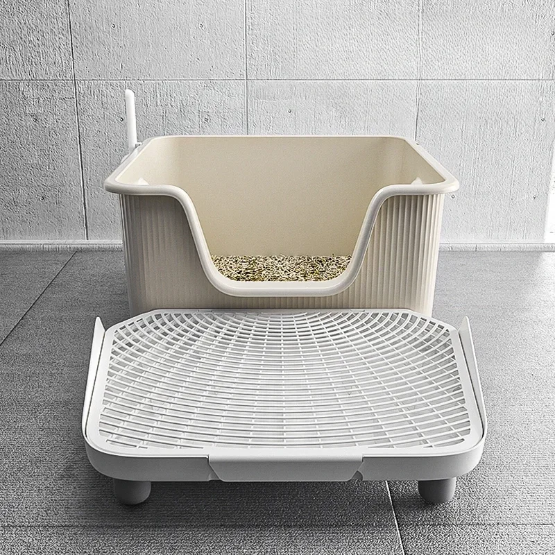 Large Square Cat Litter Box Semi Enclosed Sandbox Cat Heighten Anti Splash Toilet For Cat Sand Leakage Pedal Pet Accessories